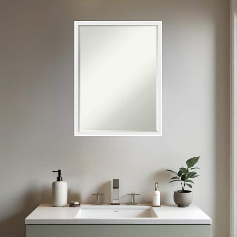 Incline Half-Inch-Bevel Wood Framed Bathroom Vanity Wall Mirror