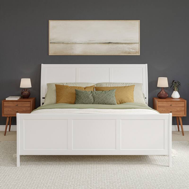 Valencia Solid Wood Low Profile Sleigh Platform Bed with Matching Footboard