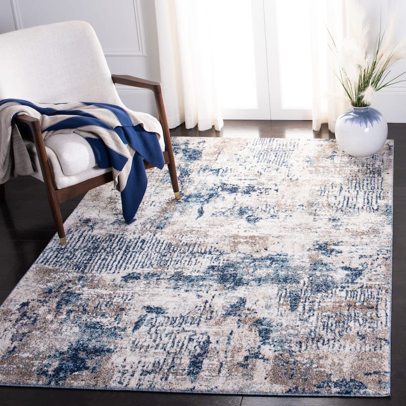 SAFAVIEH Aston Hyeng Modern Abstract Rug - 9' x 12' - Grey/Navy
