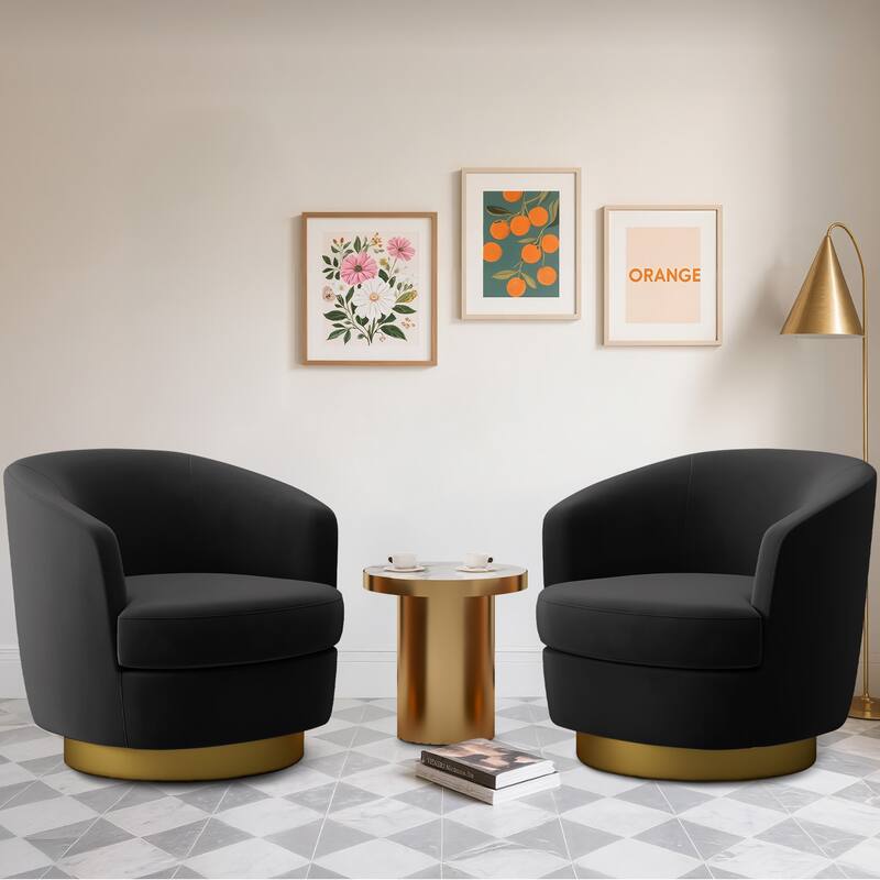 Set of 2 Velvet Swivel Club Chair Set, Soft & Comfotable - 2 Pieces