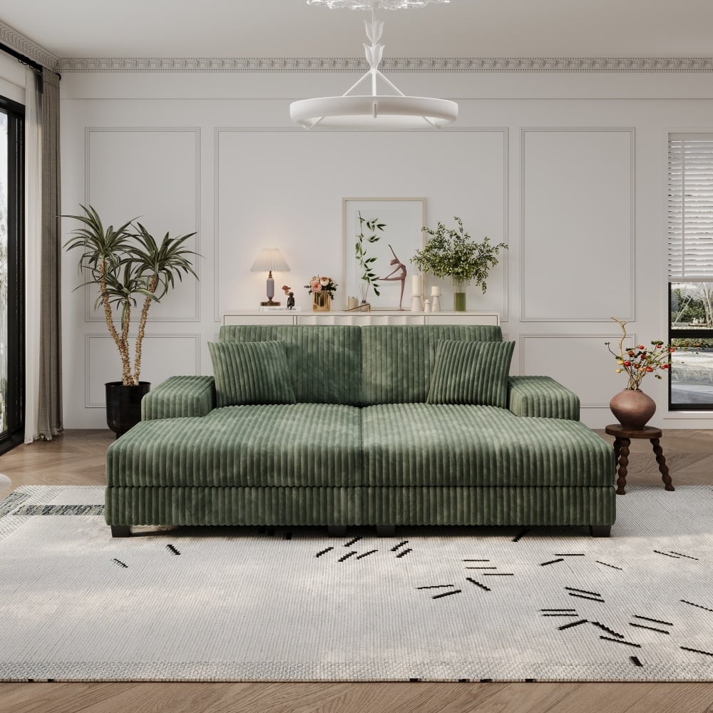 79.5" Modern Corduroy Convertible Sectional Sofa Sleeper Sofa Chair for Living Room