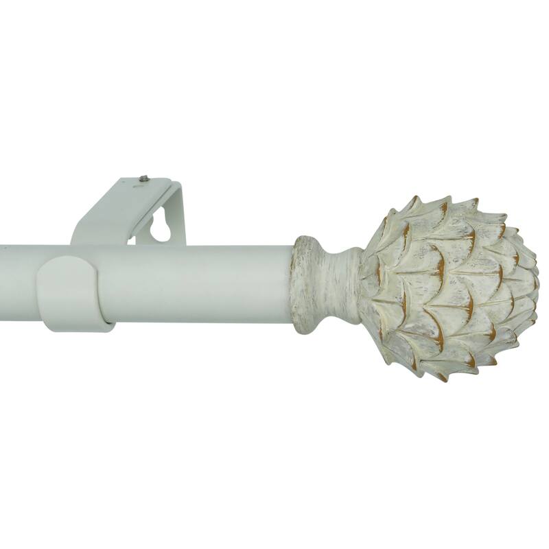 Meriville 1-Inch Diameter Single Window Treatment Curtain Rod, Artichoke - Weathered White - 28"-48"