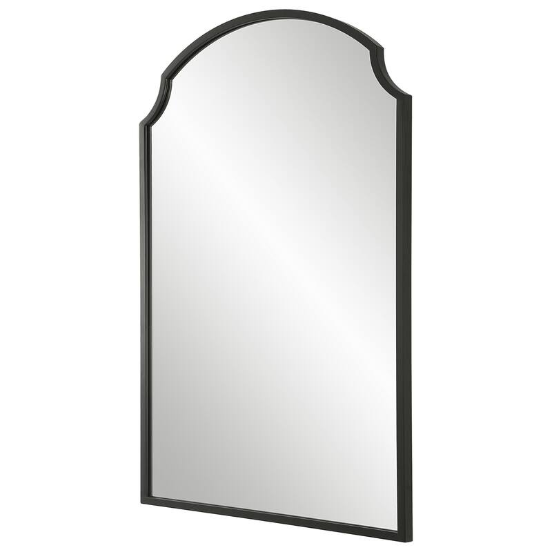 Copper Grove Satin Black Decorative Arched Wall Mirror