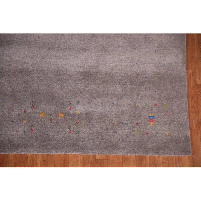 Gray Gabbeh Indian Area Rug Handmade Tribal Wool Carpet - 8'3" x 10'0"