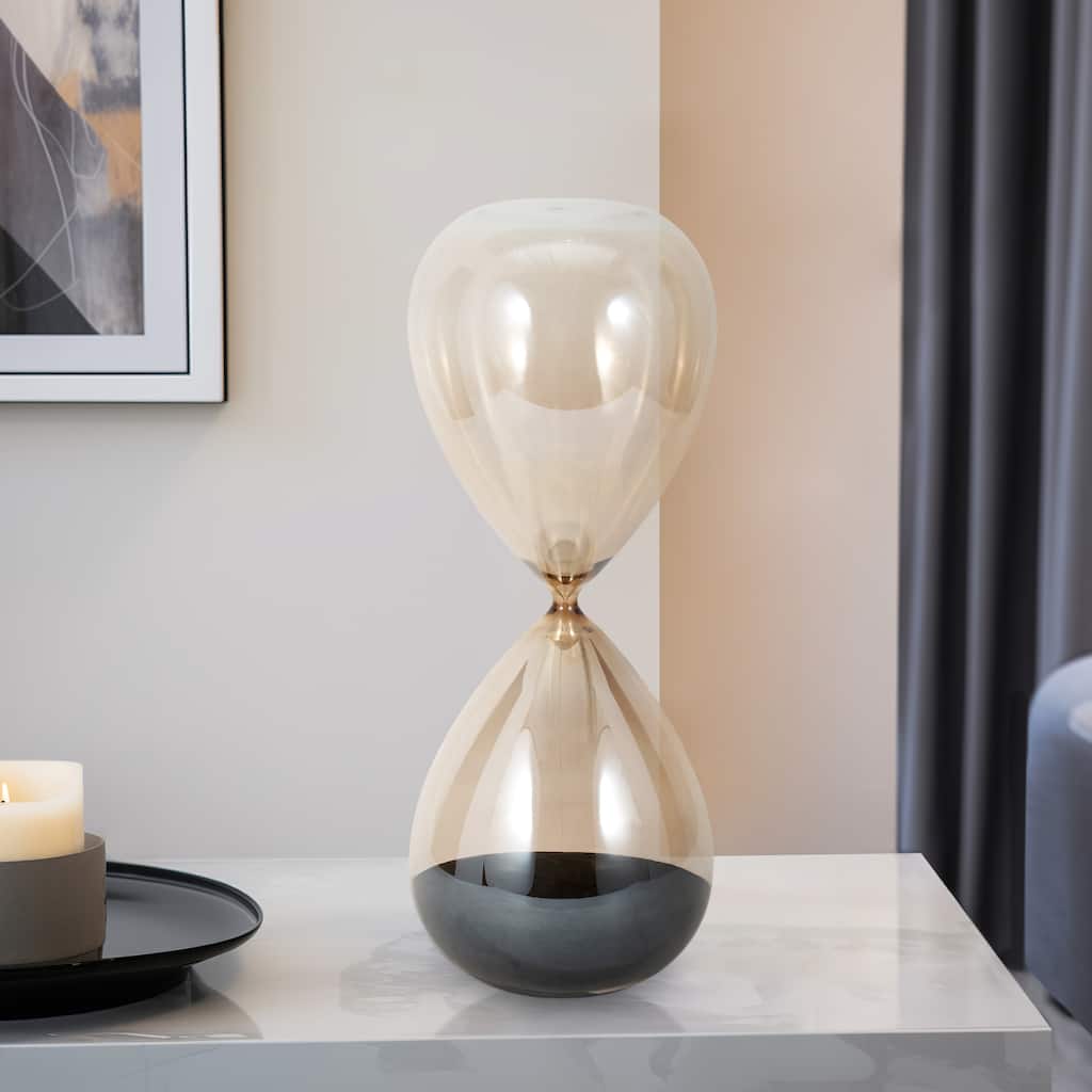 Sagebrook Home Glass Amber Hourglass, Elegant Decorative Objects