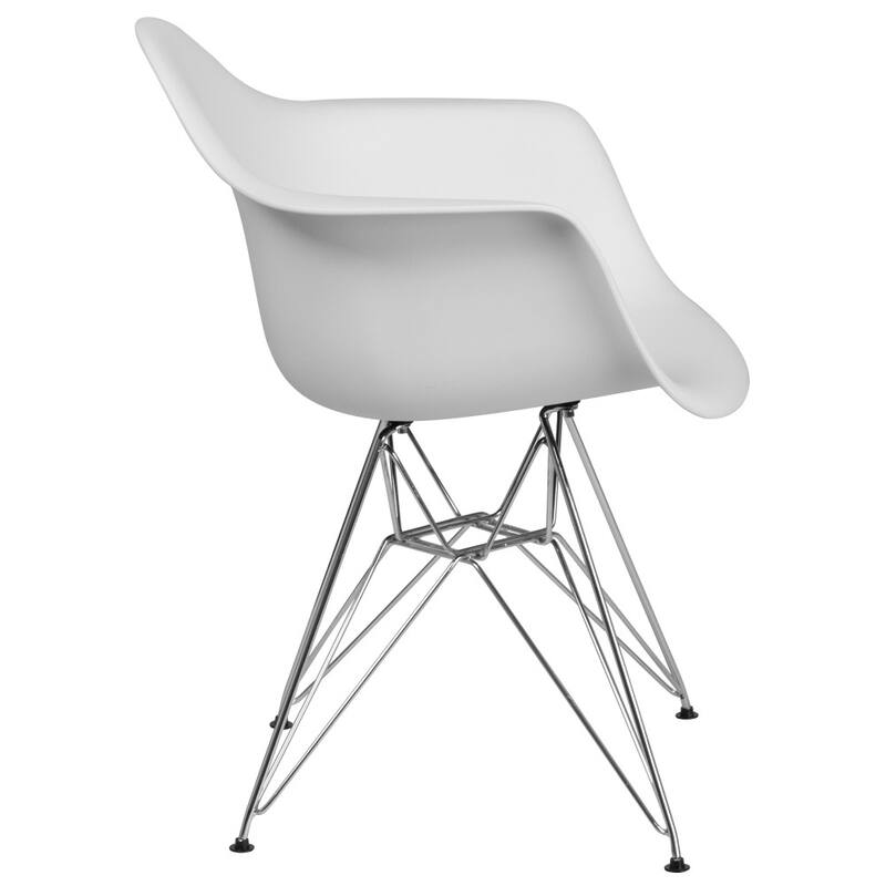 Plastic Chair with Arms and Chrome Base