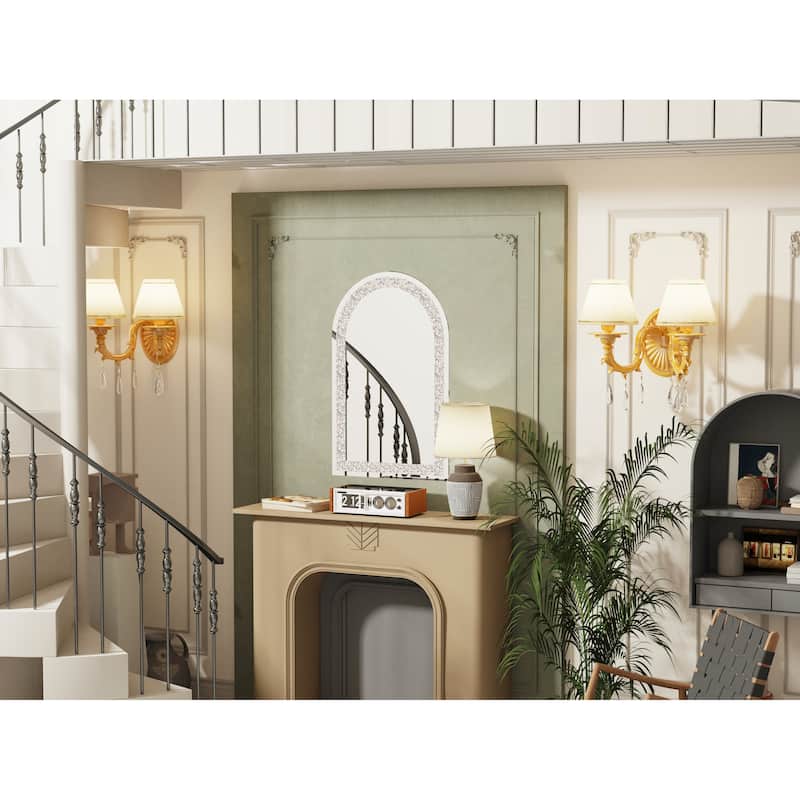 36" Crushed Diamond Decor Arch-Top Wall Mirror - 36"x24"