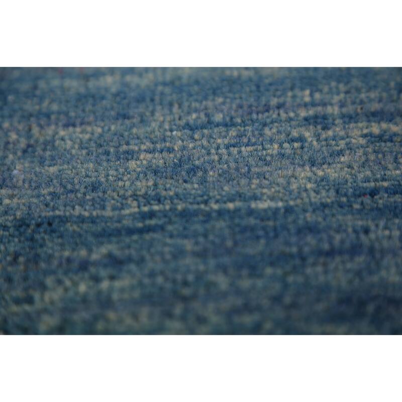 Tribal Modern Blue Gabbeh Area Rug Hand-Knotted Oriental Wool Carpet - 6'7" x 9'8"