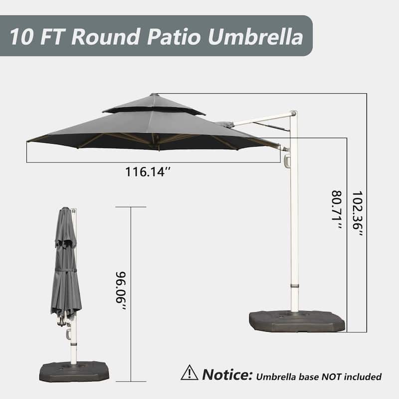 Round Cantilever Umbrella with Center Pole, Gray (Base Not Included)
