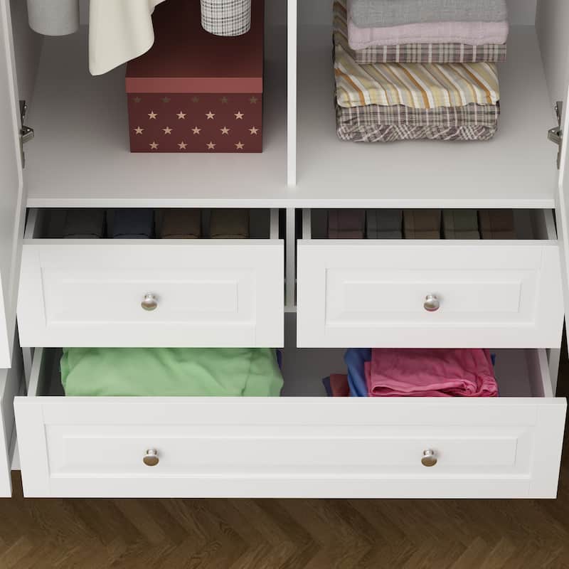 78.7"H Combo Twin Wardrobe Set Elegance Meets Utility Armoires Closet
