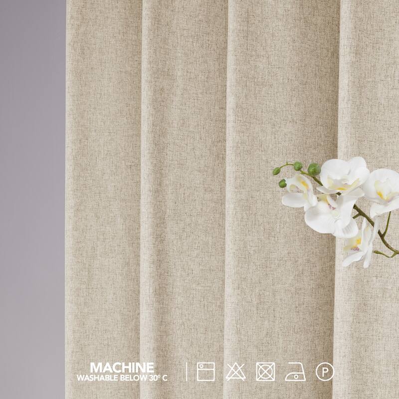 Deconovo Faux Linen Total Blackout with Coating Curtains (2 Panel)