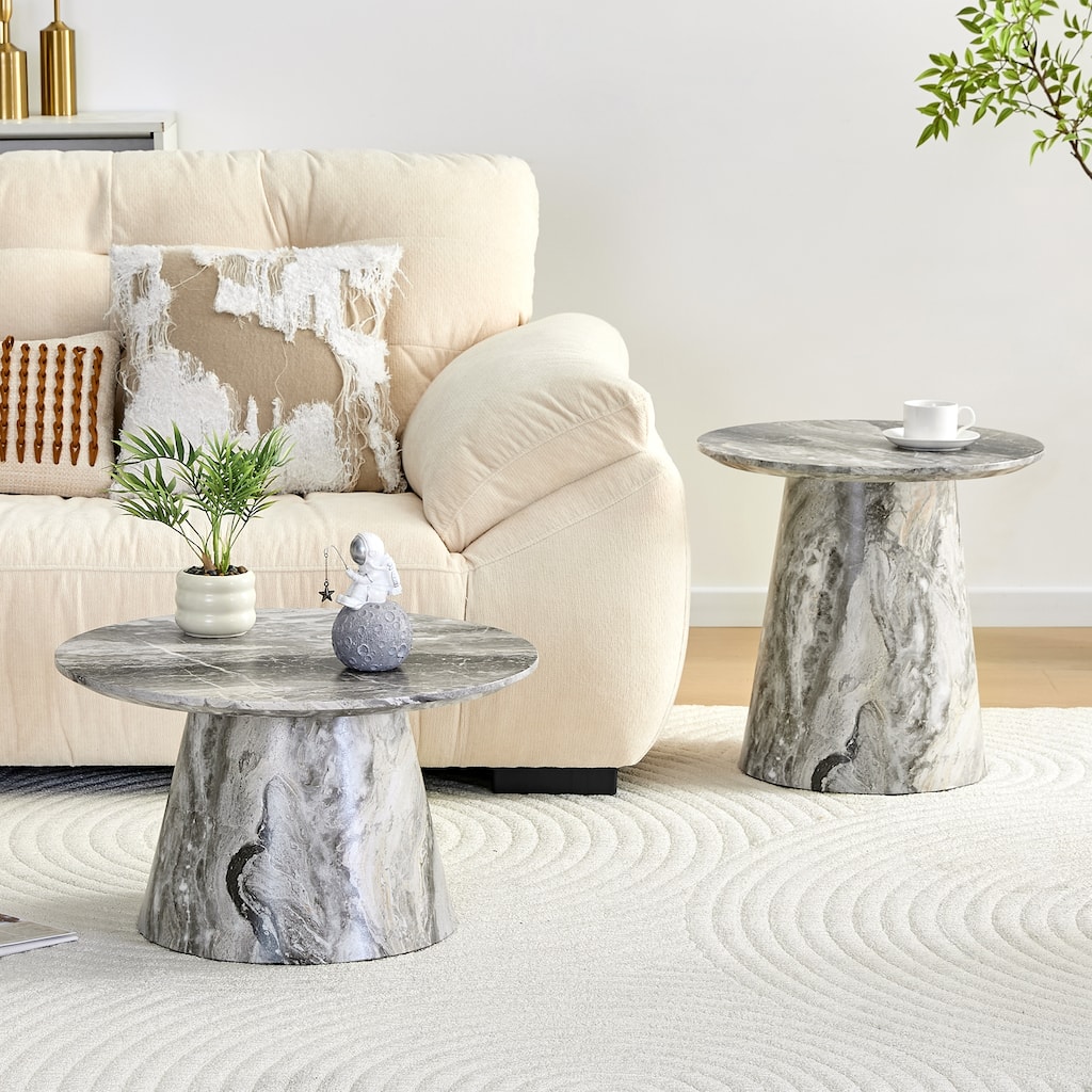 Minimalist Nesting Table Coffee Table Set of 2 for Bedroom, Center Table Side Table Sofa Table End Table