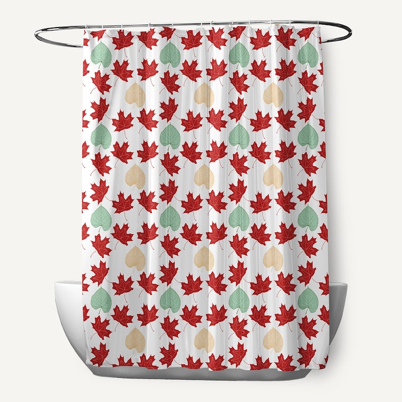 Lots of Leaves Shower Curtain - Dark Red