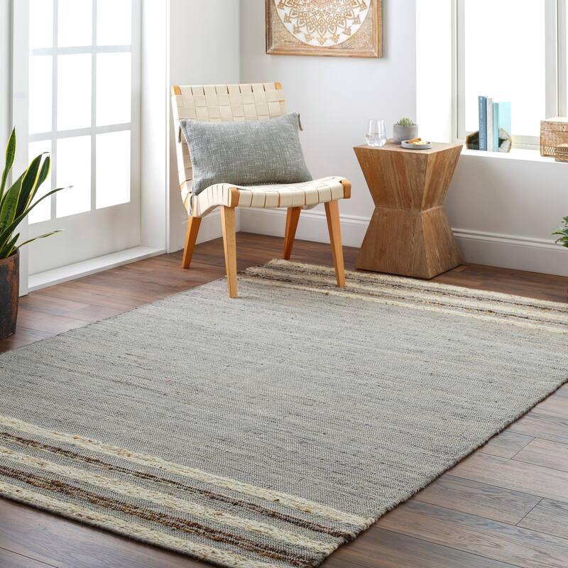 Surya Zilpah Bohemian Handmade Jute & Wool Area Rug - 2' 6" x 8' - Grey