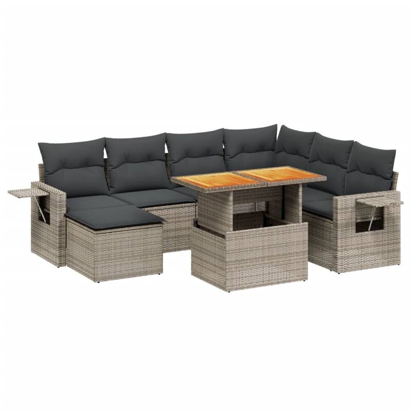 vidaXL Patio Sofa Set with Cushions Table and Sofa Modules 8 Piece Poly Rattan - 21.7 x 39.4 x 28.7