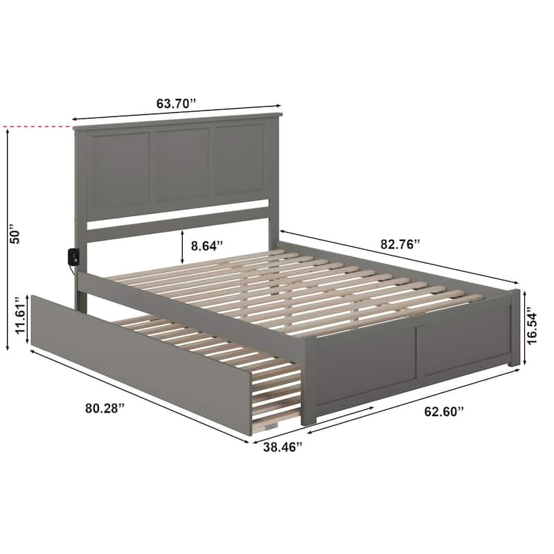 AFI Madison Platform Bed with Footboard & Twin XL Trundle