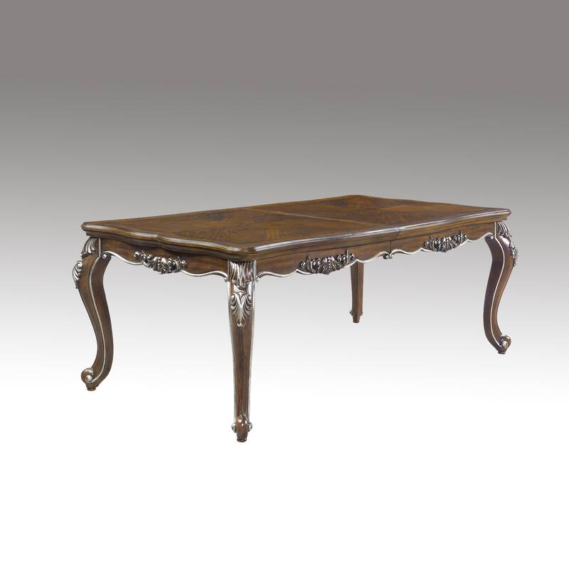 Rectangular Wood Dining Table with One Extension Leaf in Antique Oak
