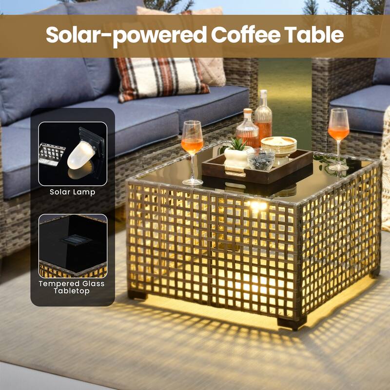 XIZZI Patio Wicker Furniture Conversation Set with Swivel Chairs