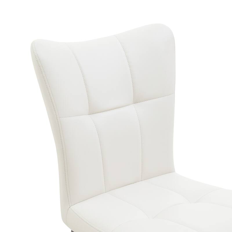 Set of 2 Side Chair Vanity Chair Office Chair Black White Leather Upholstered Dining Chair with Iron Legs