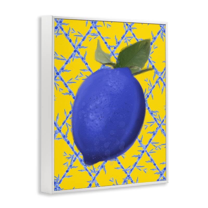 Stupell Blue Lemon over Yellow Framed Giclee Art Design By Matthew Piotrowicz