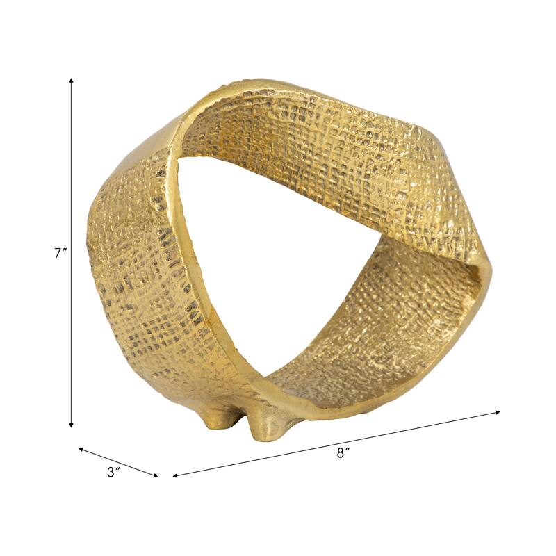 Sagebrook Home Metal Twisted Hammered Ring, Gold, Oval, Textured, Serenity Novelty Figurines