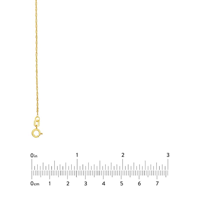 Curata 14k Yellow Gold 1mm Singapore Chain Necklace (Spring Ring)