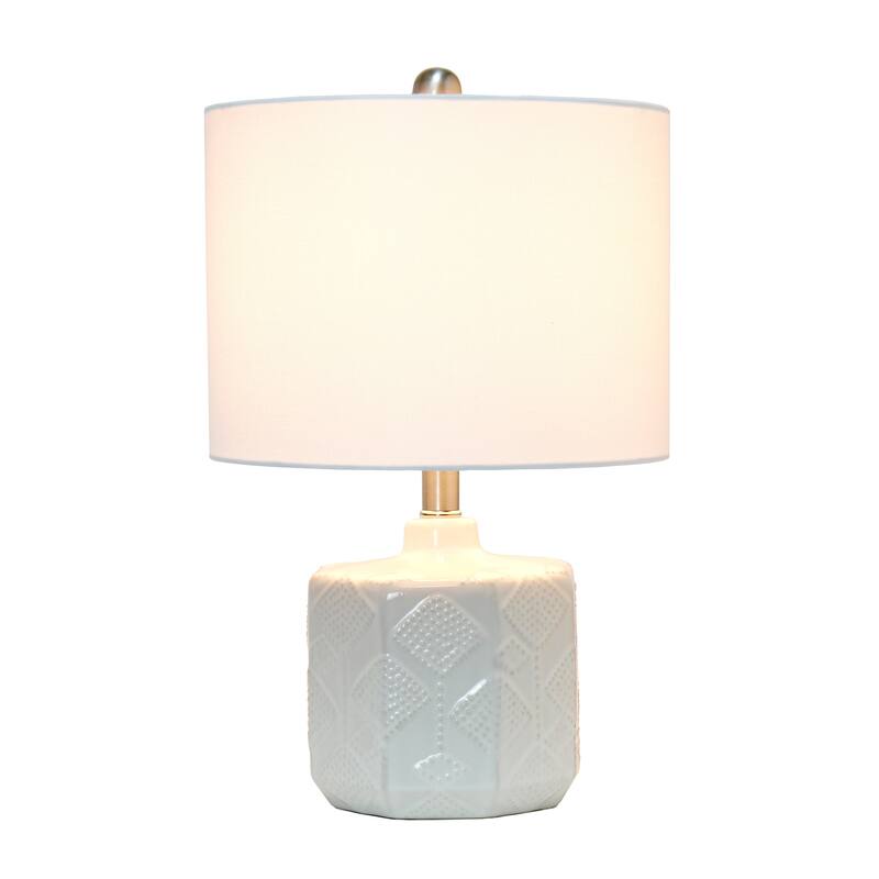 19 in. Off White Finish Table Lamp with White Shade, Desk Lamp for Writing and Computer Desks