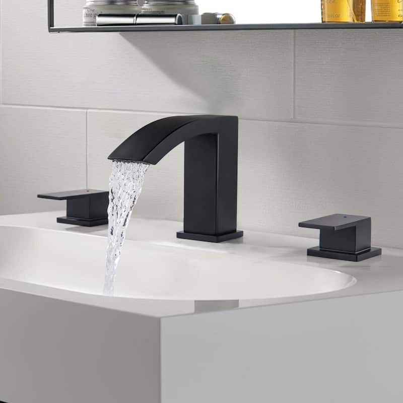 Rbrohant 5"H Waterfall Bathroom Faucet, Widespread 2-Handle Bathroom Sink Faucet for Sink 3 Hole