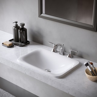 Karran Valera 21" Top Mount Vitreous China Bathroom Sink in White