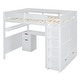 preview thumbnail 9 of 27, Wooden Full Size Loft Bed with Desk, Wardrobe, Storage Shelves and Drawers, for Kids Teens Adults Bedroom, Wood Bedframe