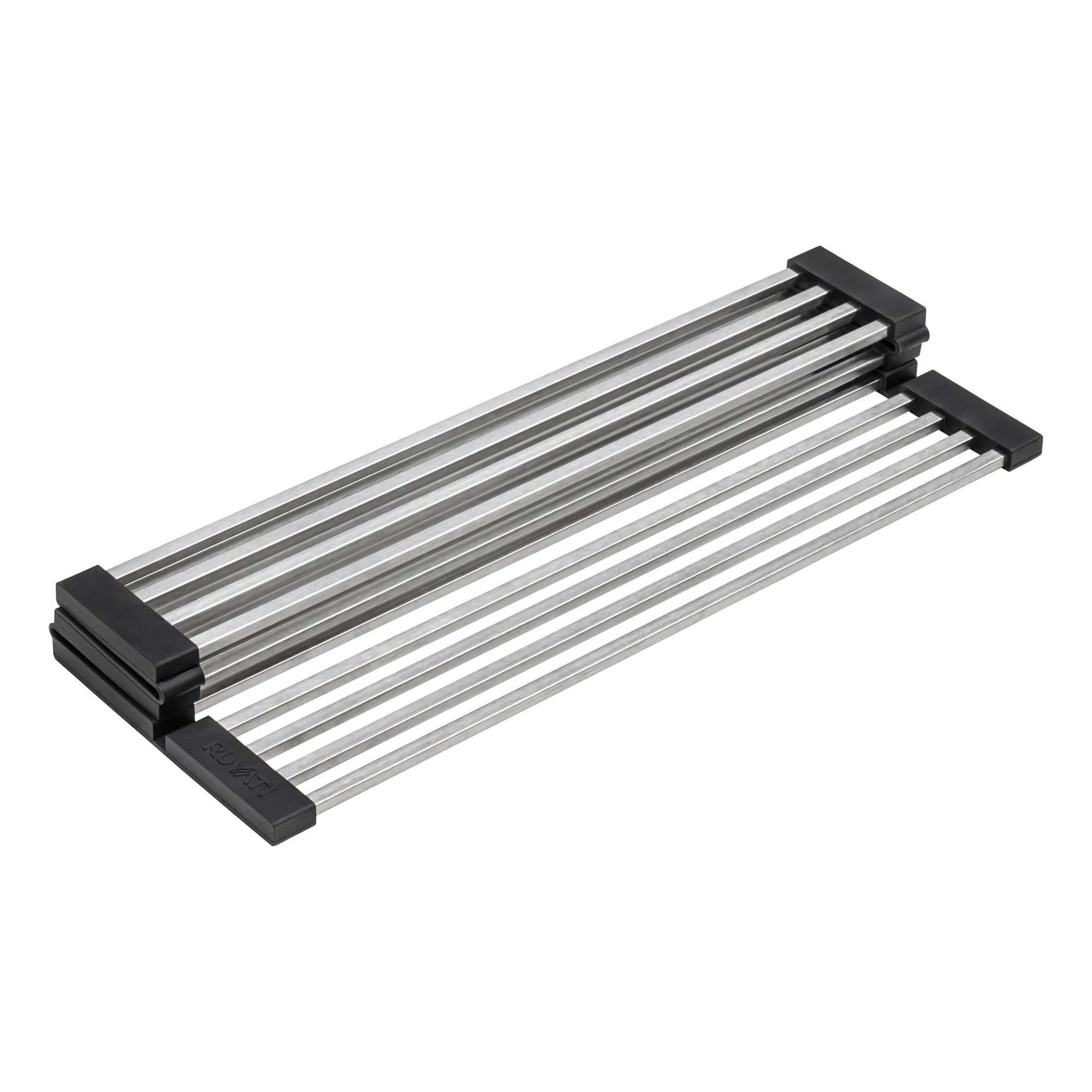 Ruvati Stainless Steel and Silicone Foldable Drying Rack for Workstation Sinks Dish Mat Trivet - - Silver