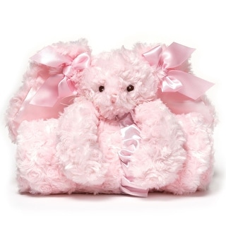 Bearington Baby Cottontail Pink Bunny Cuddle Me Sleeper, Large Security Blanket 28.5" x 28.5"
