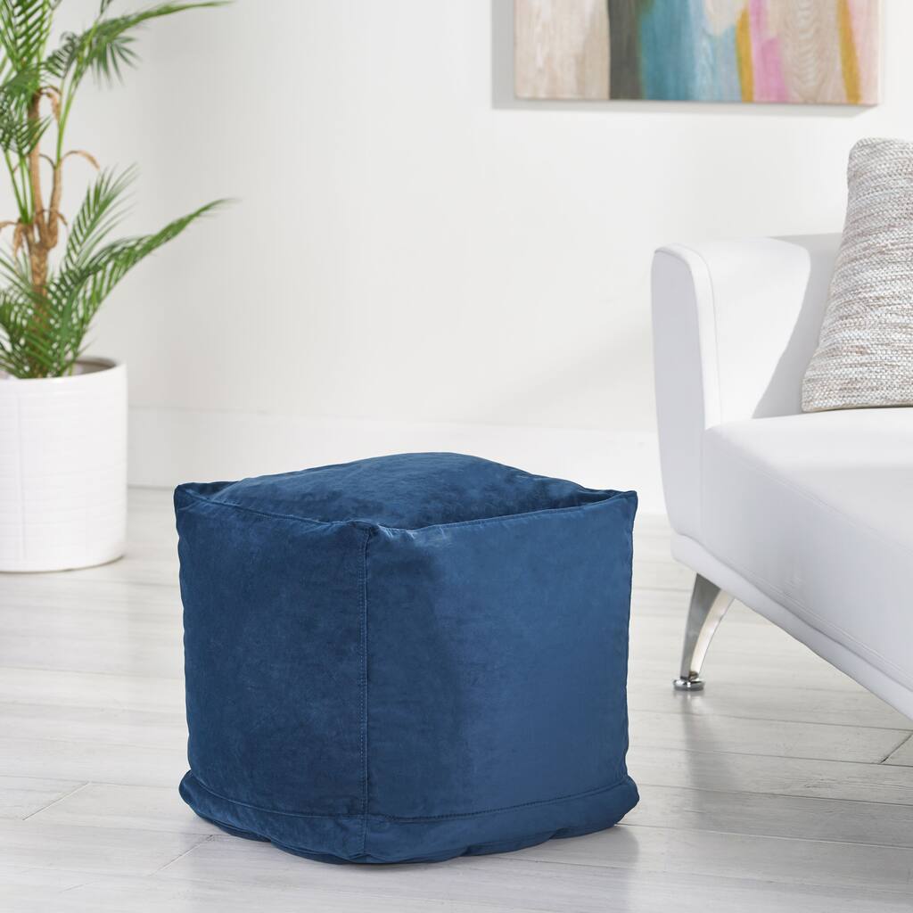 Caney Modern Velveteen Cube Pouf by Christopher Knight Home