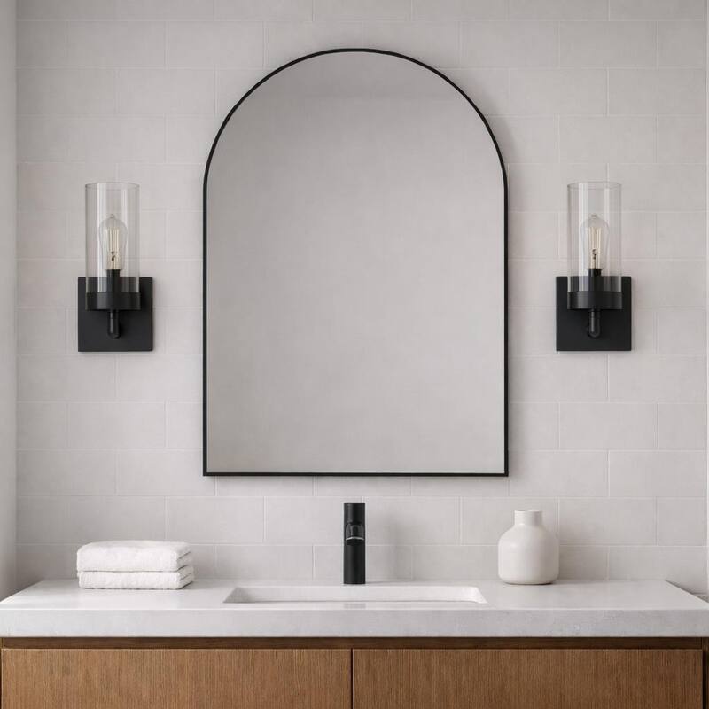 Zertan Single-Light Armed Wall Sconce with Black Metal Finish