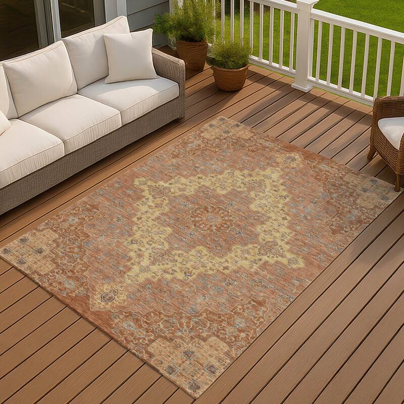 Machine Washable Indoor/ Outdoor Traditional Karachy Chantille Rug