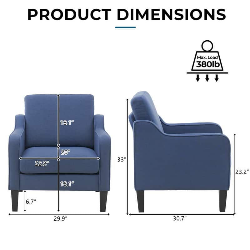 VINGLI Mid Century Modern Fabric Accent Chair