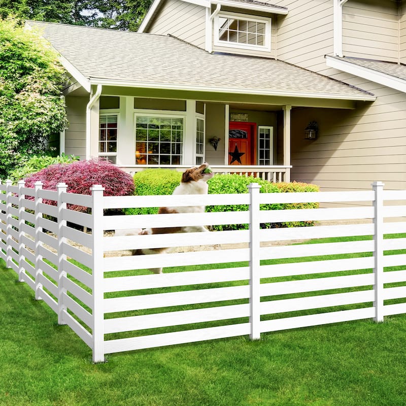 LUE BONA 38 in. x 46 in. Garden Fence Panels Outdoor 2 Panels Recycled Plastic Privacy Air Conditioner Fence - White
