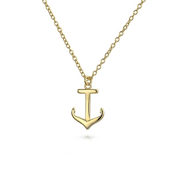 womens gold anchor necklace