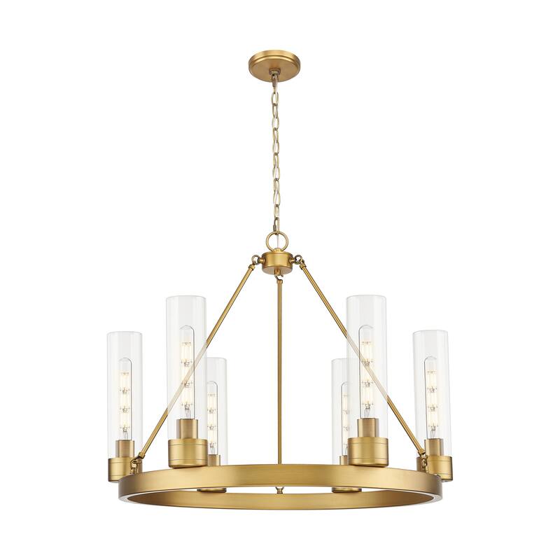 Innovations Lighting Downtown Urban - Boreas - 6 Light 29" Chandelier with 11" Shades - Clear/Brushed Brass