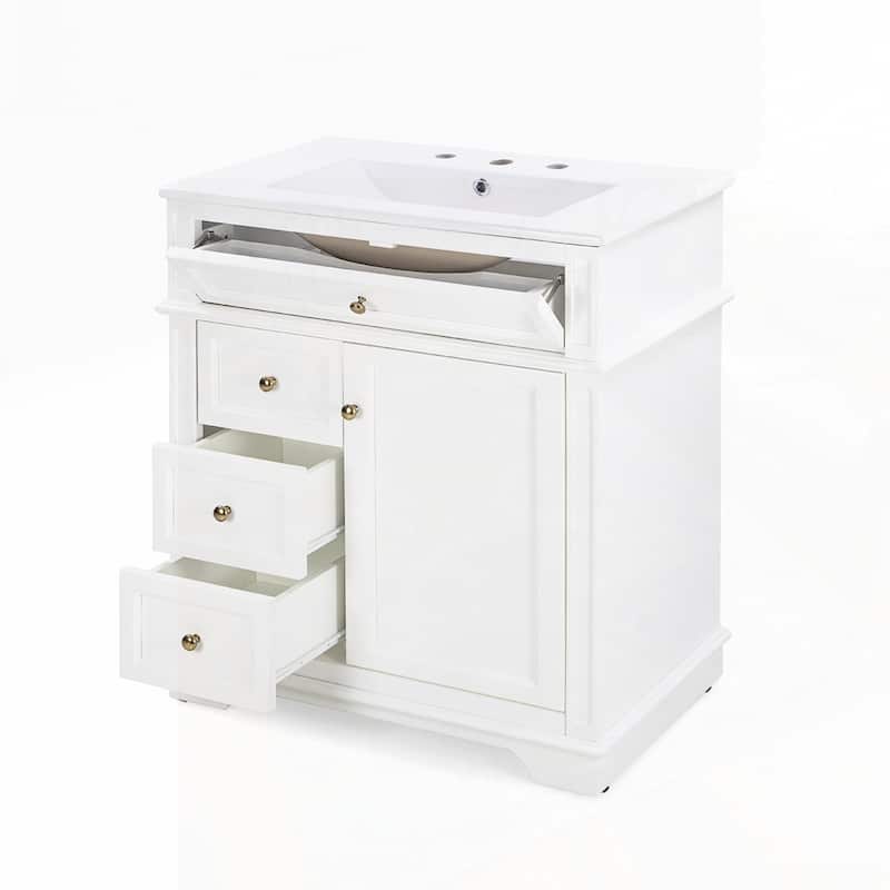 30" Bathroom Vanity with Sink and One Tip-out Drawer