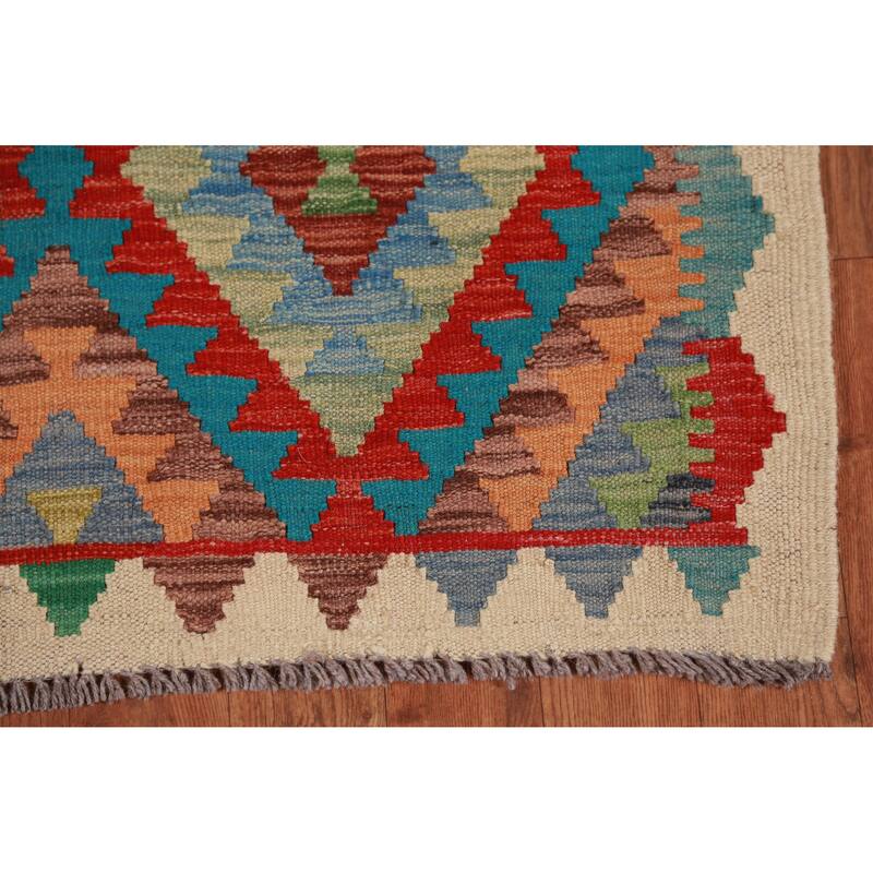Kilim Runner Rug Flatweave Oriental Wool Carpet - 2'10" x 12'9"