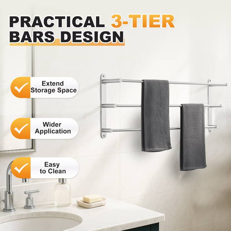 WOWOW Modern 3-Tier Wall Mounted Towel Rack
