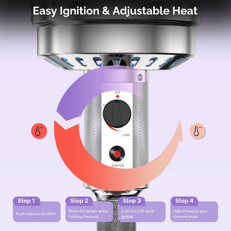 48,000 BTU Propane Heater Outdoor Patio Heaters with Wheels, Patio Heater Deck Porch for Outdoor Use Camping Backyard Commercial