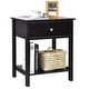 preview thumbnail 1 of 8, Costway Nightstand with Drawer Storage Shelf Wooden Bedside Sofa Side Black