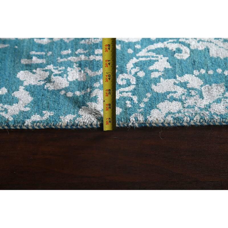 Wool/ Silk Vegetable Dye Distressed Versace Oriental Area Rug Handmade - 6'1" x 9'1"