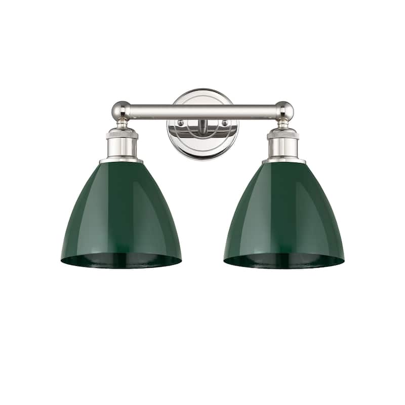 Innovations Lighting 616-2W-12-17 Plymouth Vanity Plymouth Dome 2 - Polished Nickel / Green
