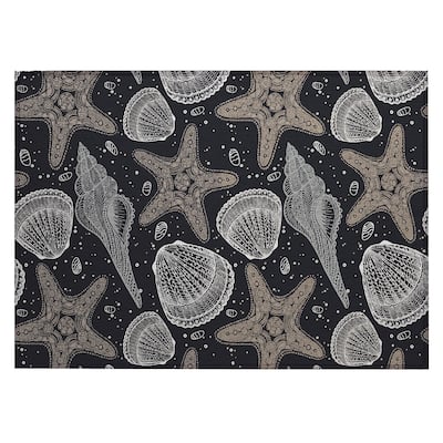 Indoor/ Outdoor Surfside Starfish Shells Washable Rug New