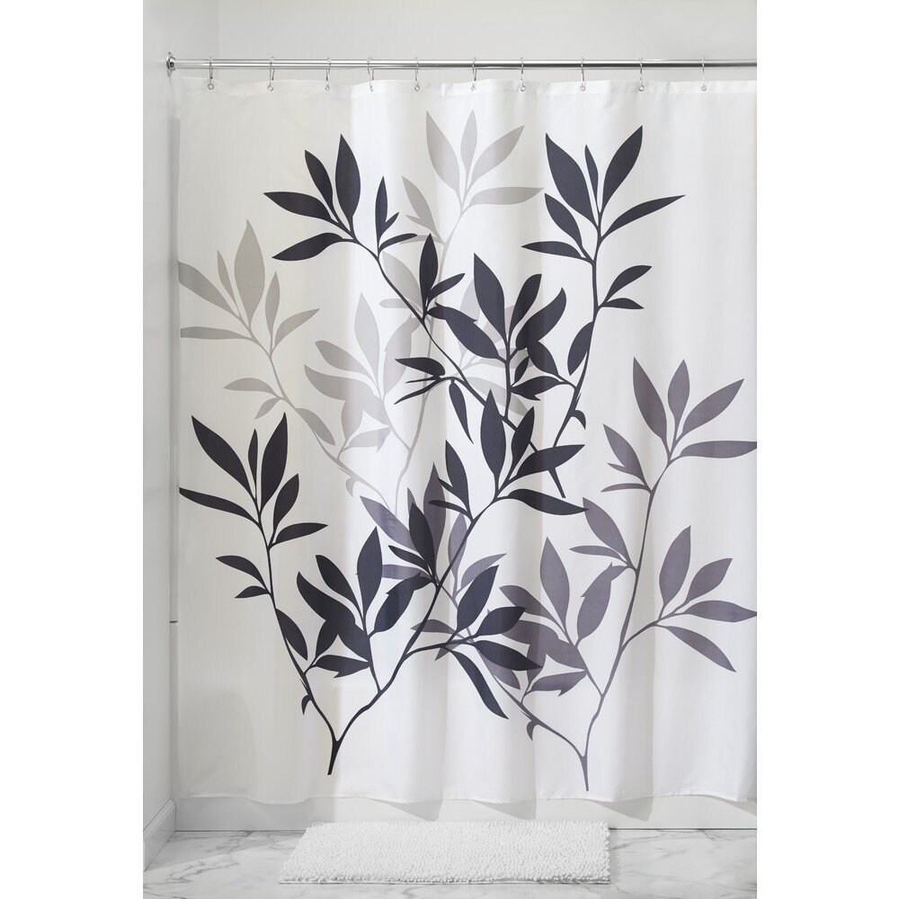 black white gray fabric shower curtain