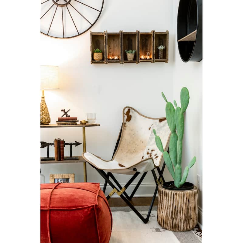 Metal Framed Wall Mirror with Wood Shelf