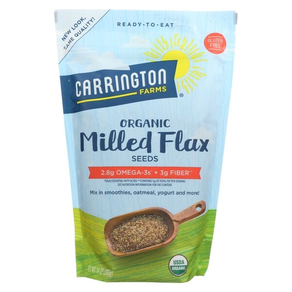 Carrington Farms Organic Milled Flax Seeds - Linaza Molida - Case of 6 - 14 oz